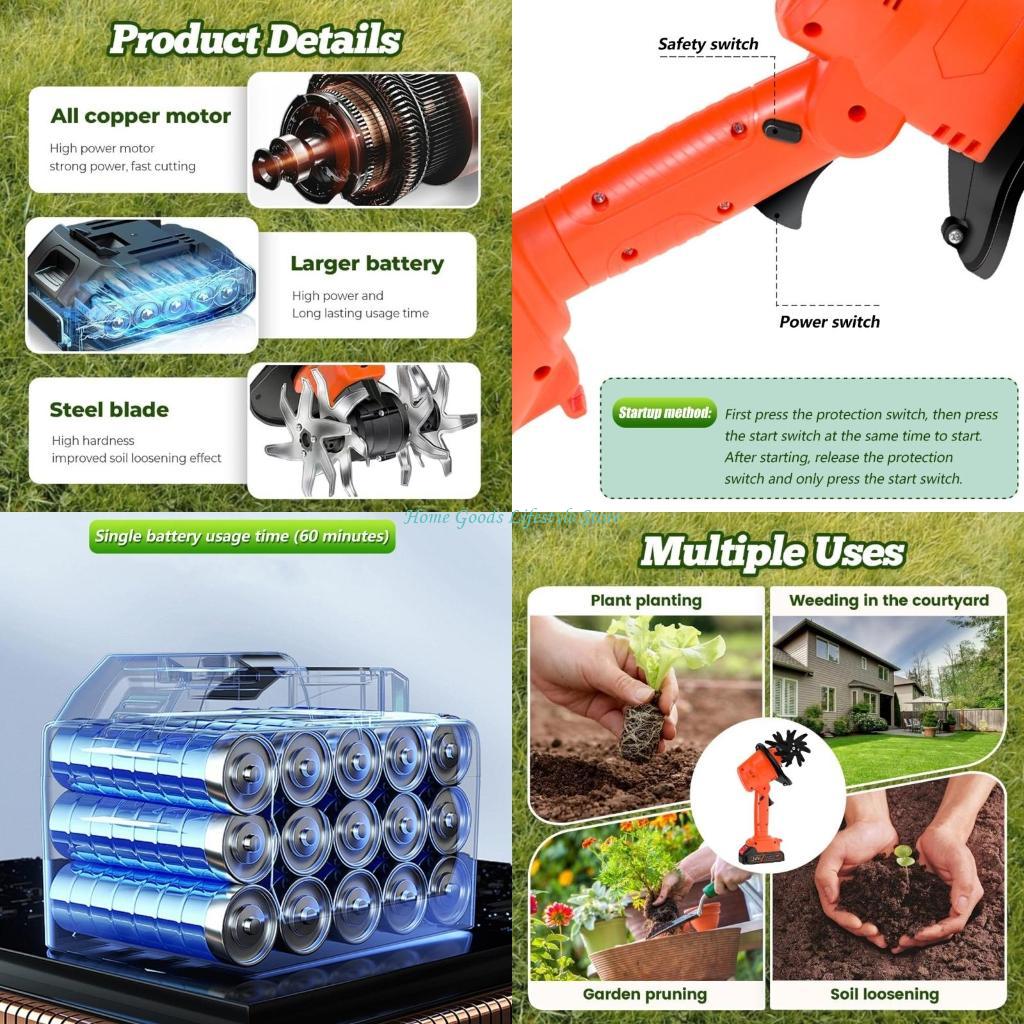 E74E Cordless Mini Tiller 21V  - Garden Tiller Mini recension och pris